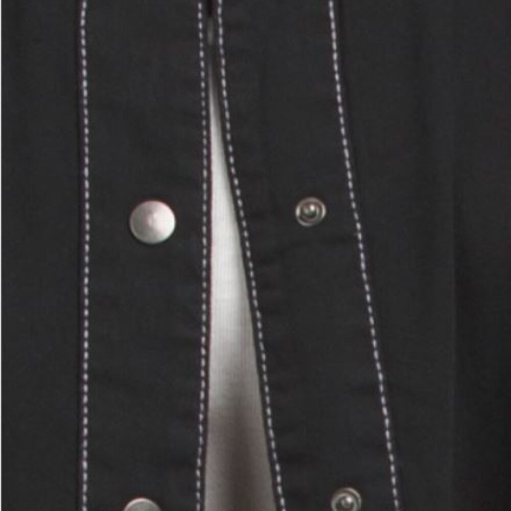 NWT ELAN Contrast Stitch Cotton Snap button front closure Black Shacket S - Picture 6 of 13